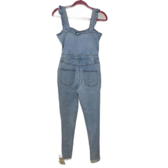 ALMOST FAMOUS Women's Overalls Ruffle Sleeves Size Medium Blue - Picture 3 of 15